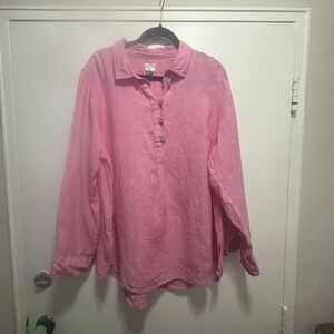 SIGRID OLSEN LINEN TUNIC SHIRT Woman's ~ Pink, size 1X XL